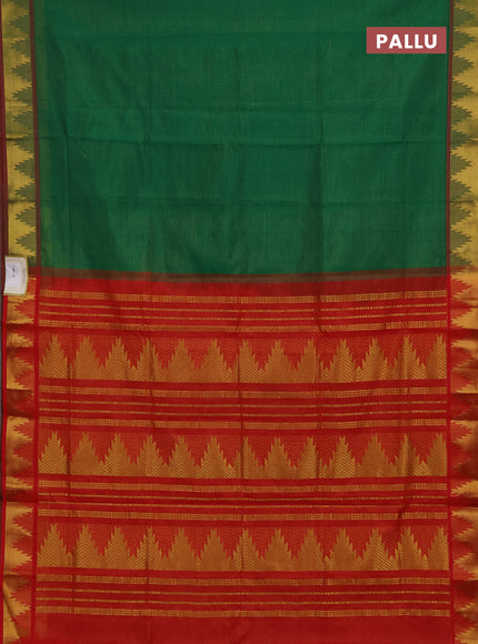 Green & Red Semi Silk Cotton Saree - Vairaosi