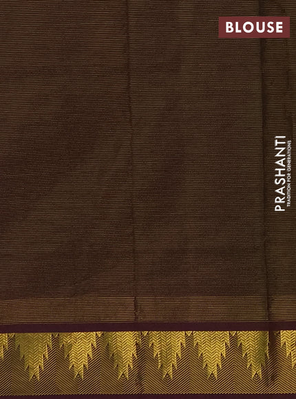 Magenta Pink & Coffee Brown Semi Silk Cotton Saree - Vairaosi