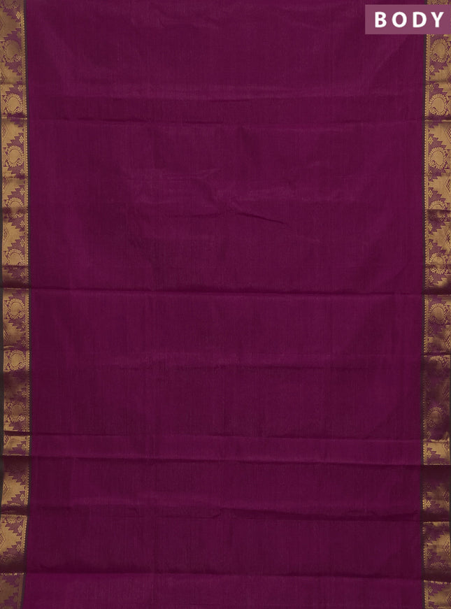 Pink & Green Semi Silk Cotton Saree - Vairaosi