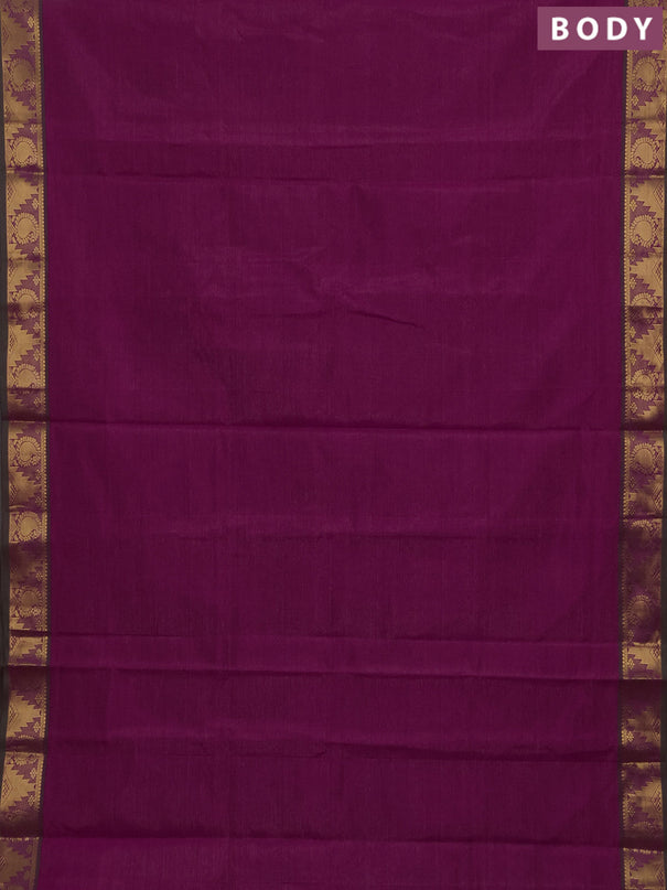 Pink & Green Semi Silk Cotton Saree - Vairaosi