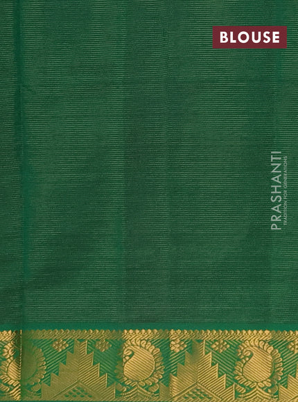 Magenta Pink & Green Semi Silk Cotton Saree - Vairaosi
