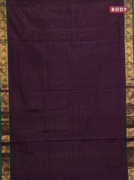 Deep Purple & Green Semi Silk Cotton Saree - Vairaosi