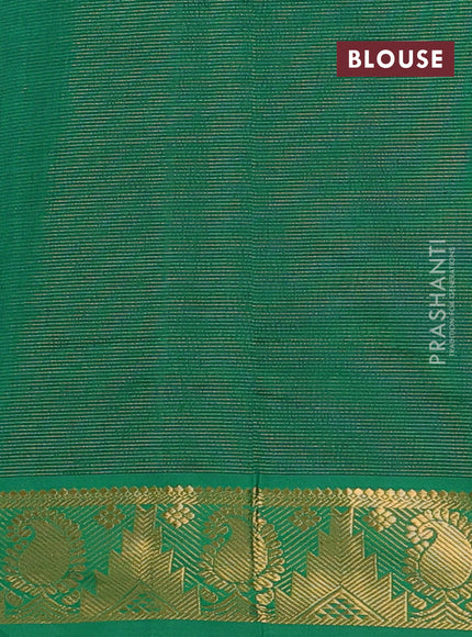 Deep Purple & Green Semi Silk Cotton Saree - Vairaosi