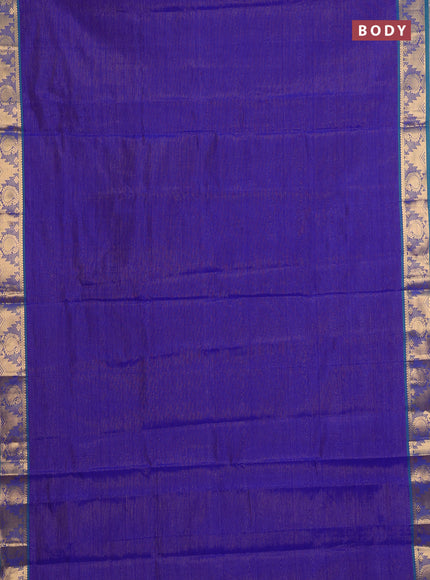 Blue & Green Semi Silk Cotton Saree - Vairaosi