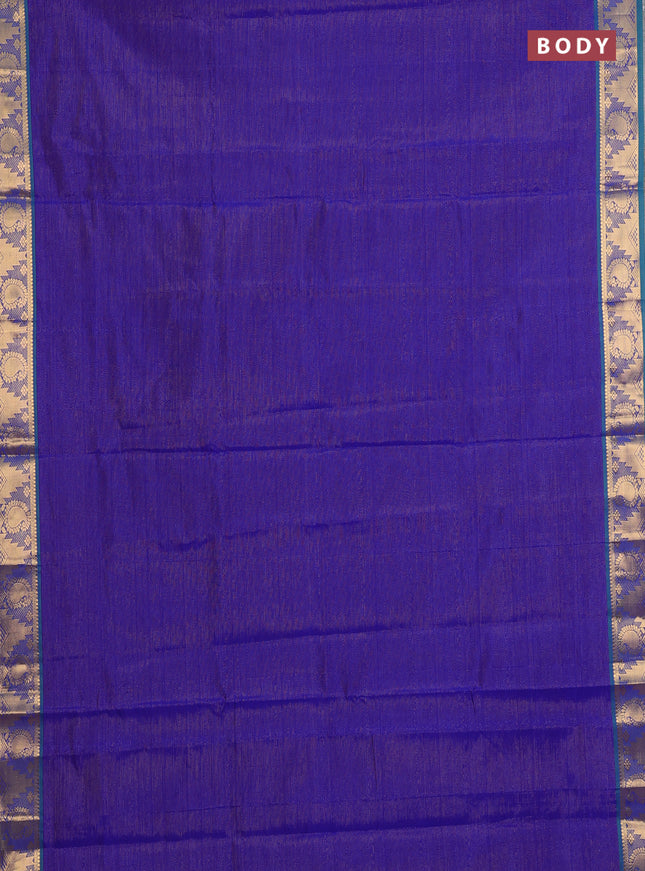 Blue & Green Semi Silk Cotton Saree - Vairaosi