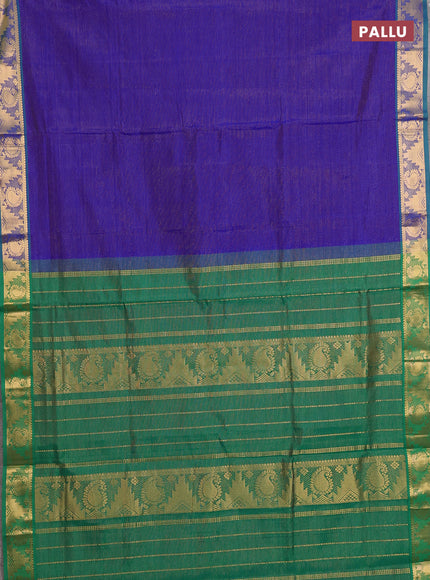 Blue & Green Semi Silk Cotton Saree - Vairaosi
