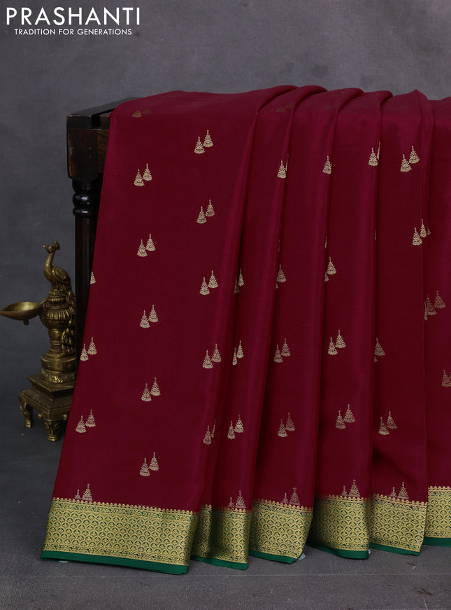 Maroon & Green Pure  Mysore silk saree - Buttas