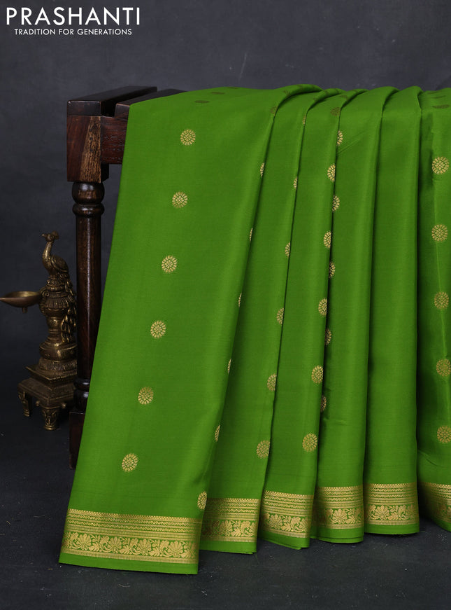 Green  Pure Mysore Silk Saree - Checks