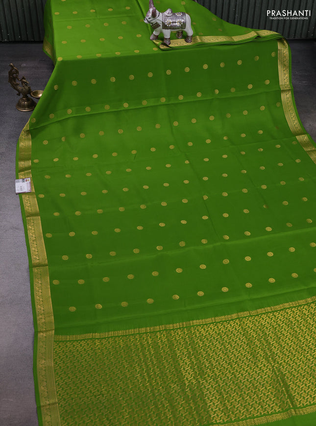 Green  Pure Mysore Silk Saree - Checks