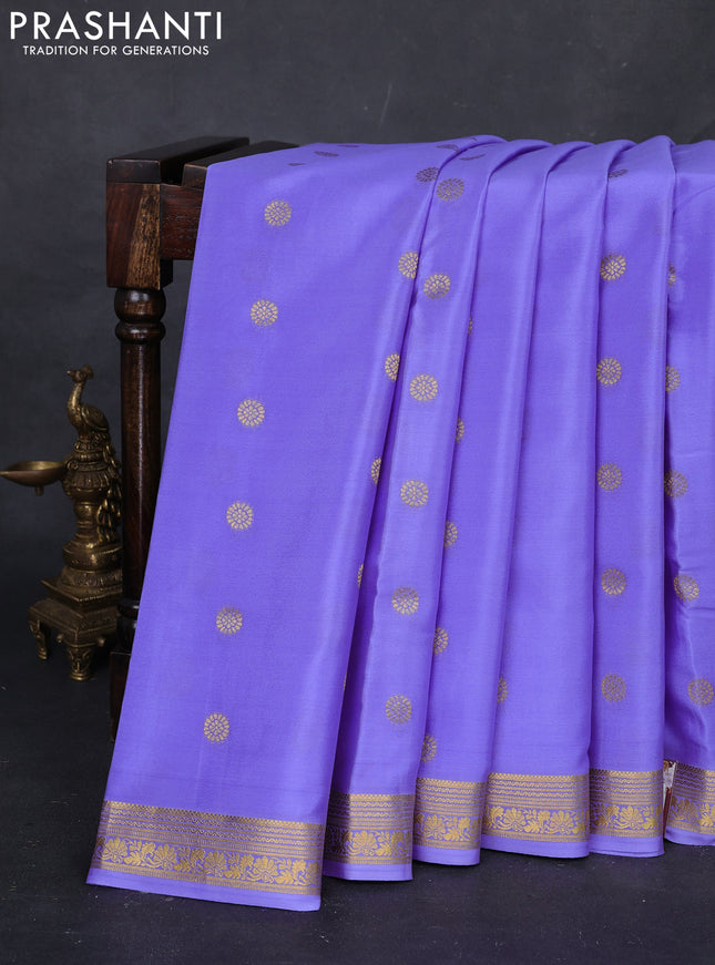 Lavender Pure Mysore Silk Saree - Checks