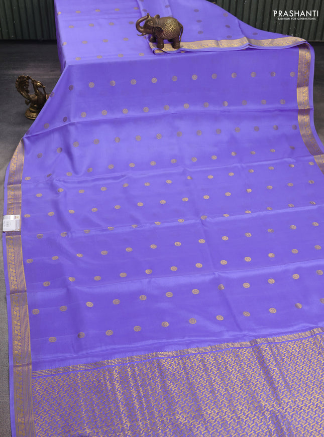 Lavender Pure Mysore Silk Saree - Checks