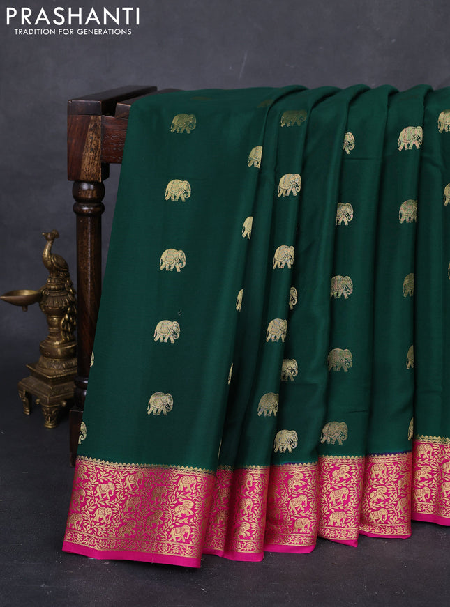 Green & Pink Pure  Mysore silk saree - Buttas