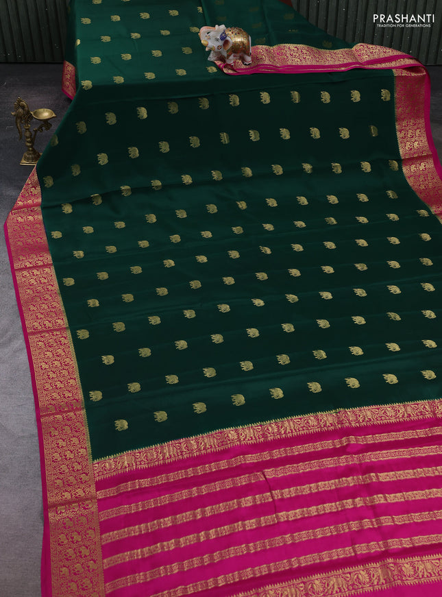 Green & Pink Pure  Mysore silk saree - Buttas