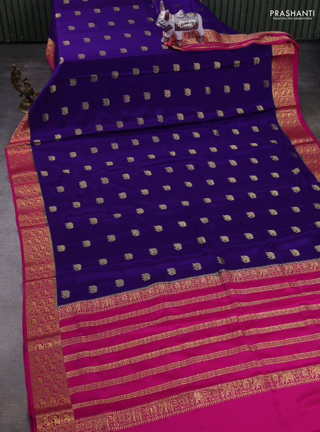 Violet & Pink Pure  Mysore silk saree - Buttas