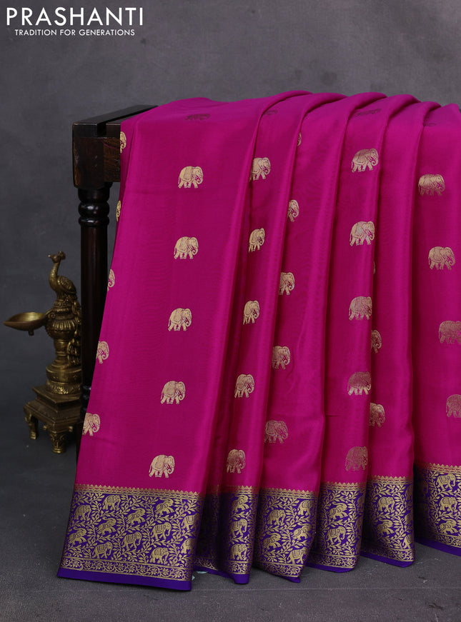 Pink & Violet Pure  Mysore silk saree - Buttas
