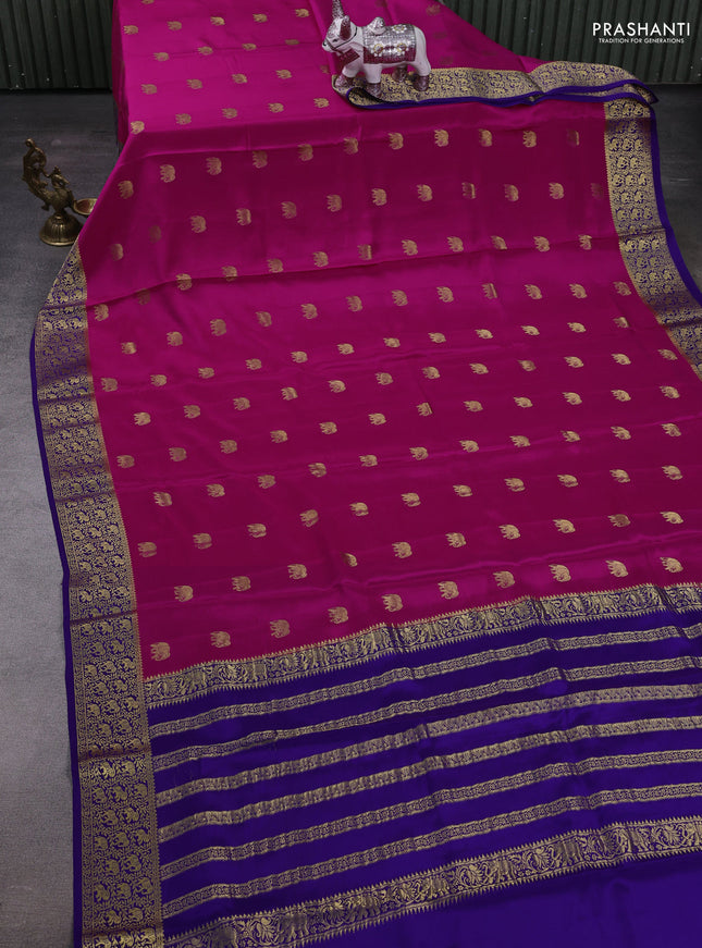 Pink & Violet Pure  Mysore silk saree - Buttas