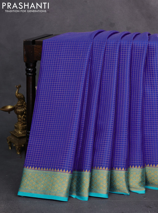 Royal blue & Cs blue Pure  Mysore silk saree - Buttas