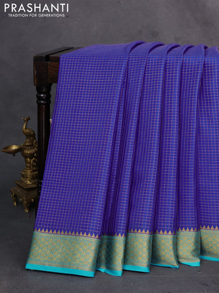 Royal blue & Cs blue Pure  Mysore silk saree - Buttas