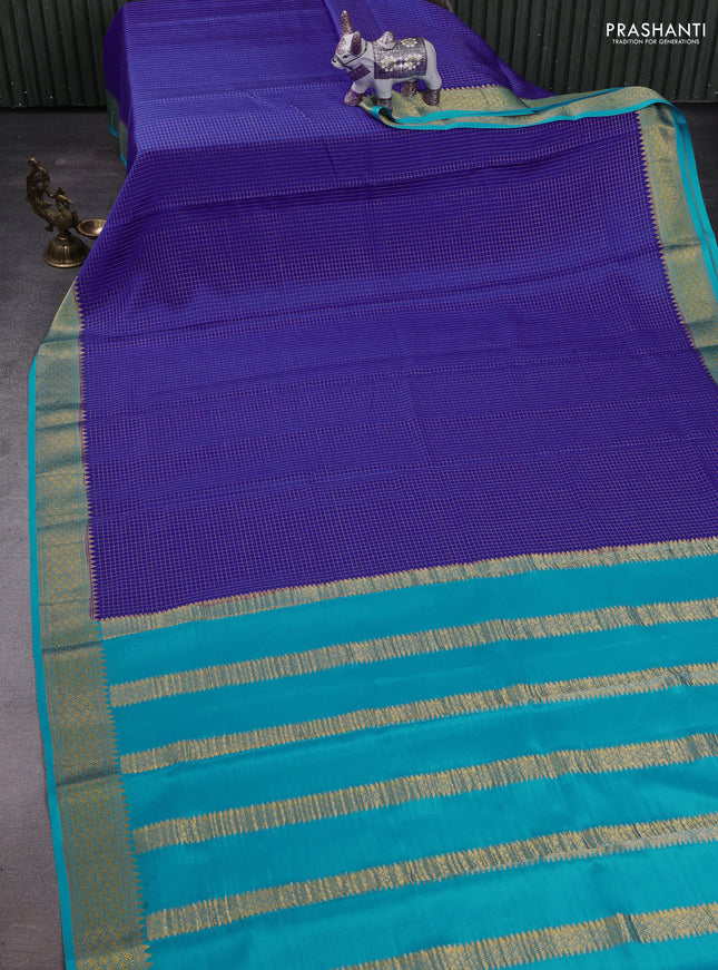Royal blue & Cs blue Pure  Mysore silk saree - Buttas