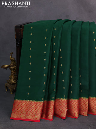 Green & red Pure  Mysore silk saree - Buttas