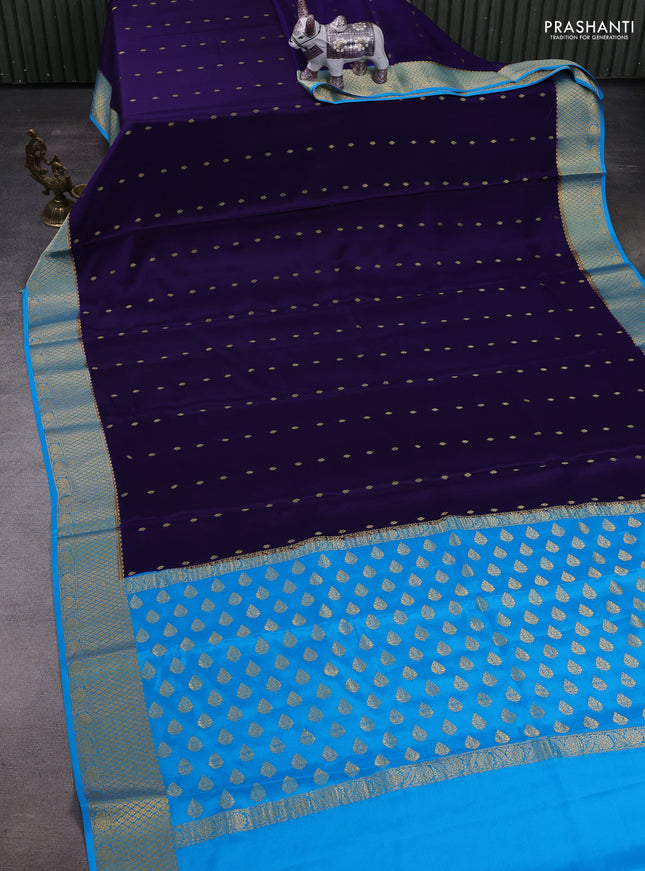 Violet & cs blue Pure  Mysore silk saree - Buttas