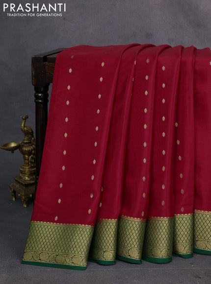 Red & Green Pure  Mysore silk saree - Buttas
