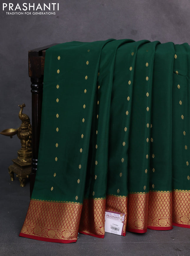 Green & Maroon Pure  Mysore silk saree - Buttas