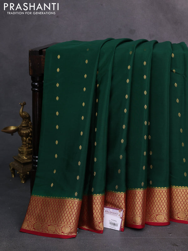 Green & Maroon Pure  Mysore silk saree - Buttas