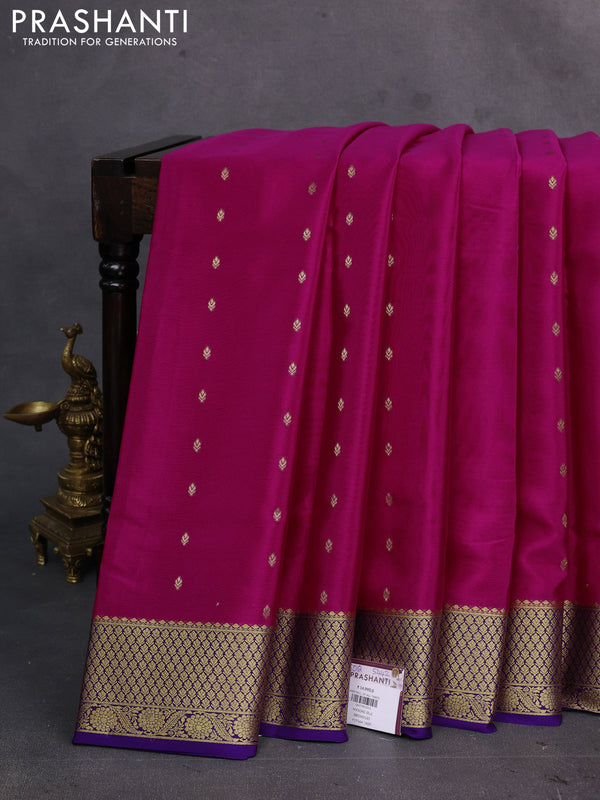 Pink & Violet Pure  Mysore silk saree - Buttas