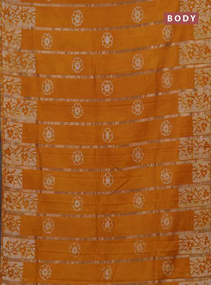 Mustard Yellow Semi Chanderi Saree - Batik Prints