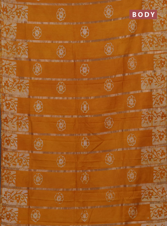 Mustard Yellow Semi Chanderi Saree - Batik Prints