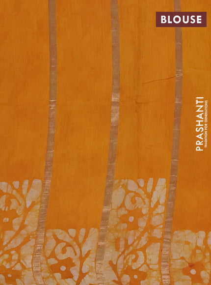 Mustard Yellow Semi Chanderi Saree - Batik Prints
