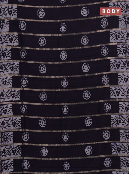 Navy Blue Semi Chanderi Saree - Batik Prints