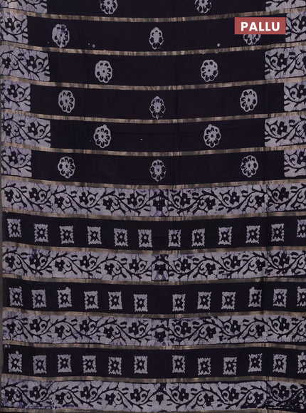 Navy Blue Semi Chanderi Saree - Batik Prints