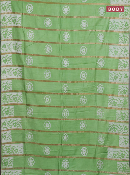 Green Semi Chanderi Saree - Batik Prints
