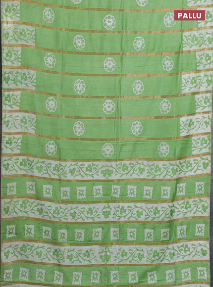 Green Semi Chanderi Saree - Batik Prints