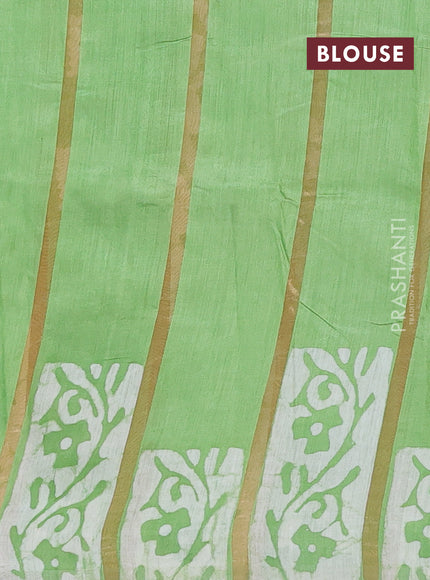 Green Semi Chanderi Saree - Batik Prints