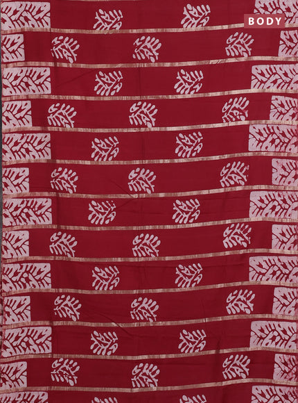Maroon Semi Chanderi Saree - Batik Prints