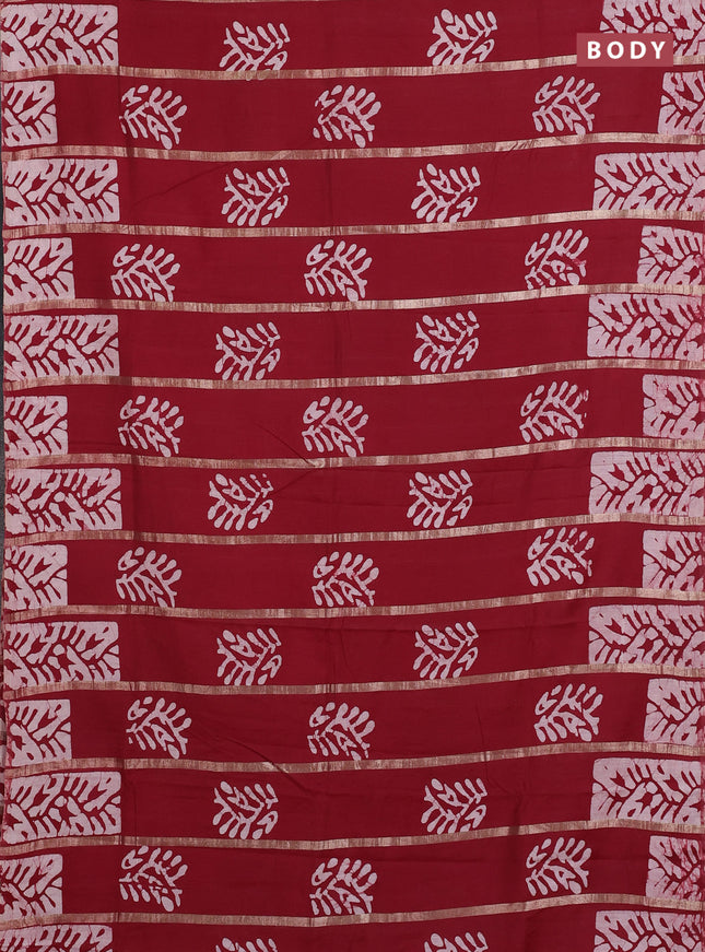 Maroon Semi Chanderi Saree - Batik Prints