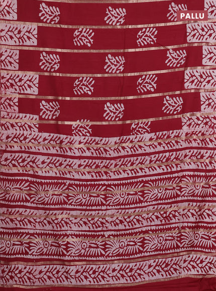 Maroon Semi Chanderi Saree - Batik Prints