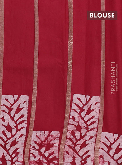 Maroon Semi Chanderi Saree - Batik Prints