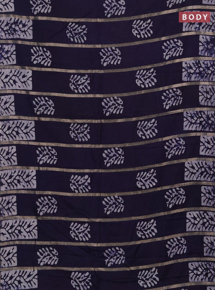 Navy Blue Semi Chanderi Saree - Batik Prints
