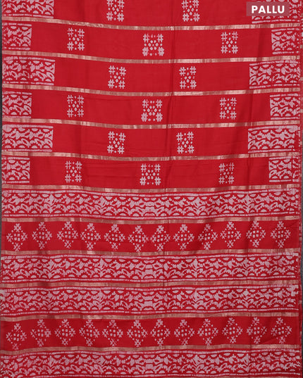 Red Semi Chanderi Saree - Batik Prints