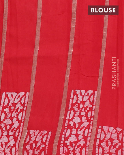 Red Semi Chanderi Saree - Batik Prints