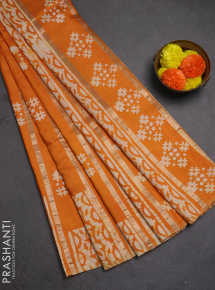 Mustrad Yellow Semi Chanderi Saree - Batik Prints