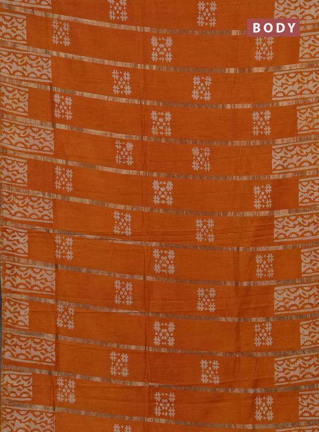 Mustrad Yellow Semi Chanderi Saree - Batik Prints