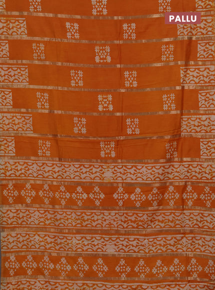 Mustrad Yellow Semi Chanderi Saree - Batik Prints