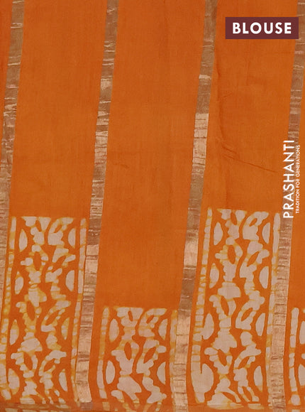 Mustrad Yellow Semi Chanderi Saree - Batik Prints