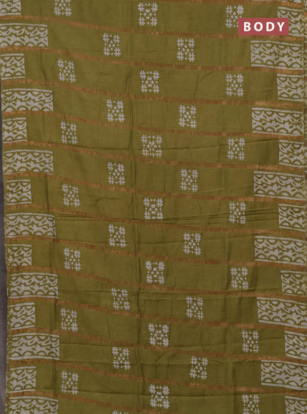 Green Semi Chanderi Saree - Batik Prints