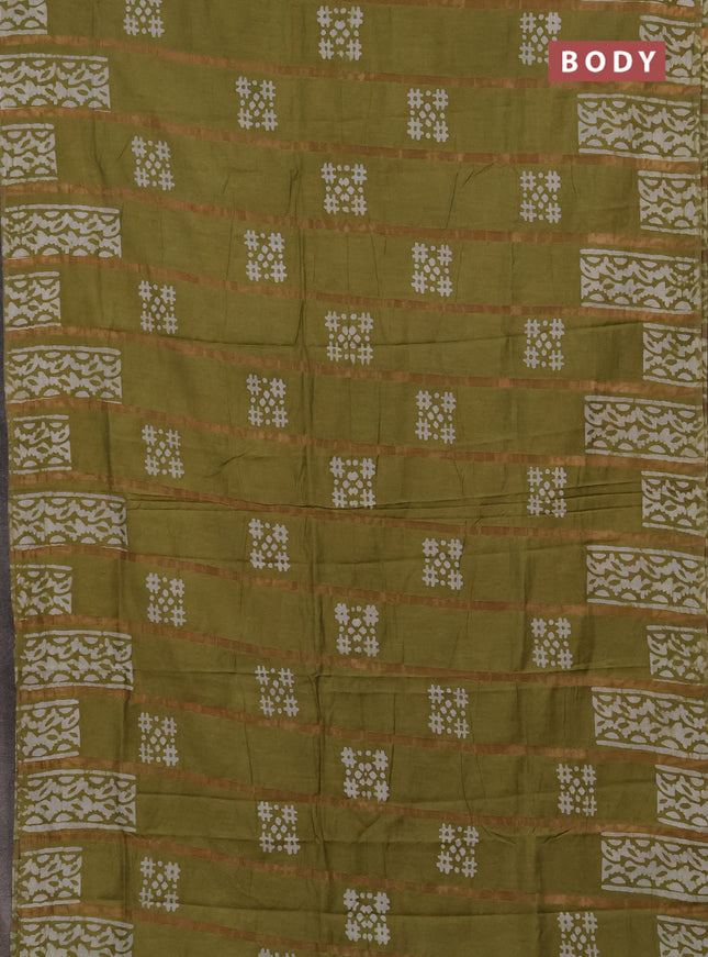 Green Semi Chanderi Saree - Batik Prints